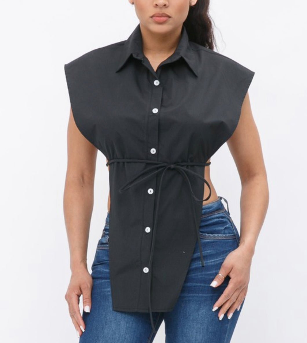 SIDE OUT button up black